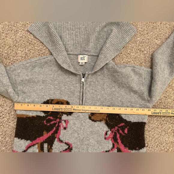 Urban Outfitters Quarter Zip Grey Dogs Print Sweater size M - Picture 9 of 11